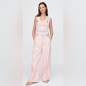 Gap Ultrasoft Denim Faded Pink Overalls NWT XSP Grunge Oversized Baggy Wide Leg